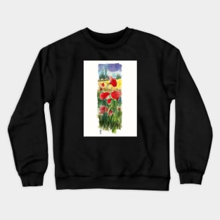 Poppies in the tuscan landscape Crewneck Sweatshirt